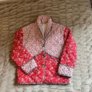 Rouje Floral Quilted Jacket in Red and White